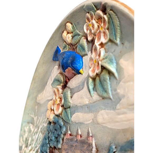 Byron Molds 3D Ceramic Wall Hanging Plate – Vintage 1980 Cottagecore Farm Scene - Picture 4 of 10